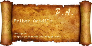 Priher Arián névjegykártya